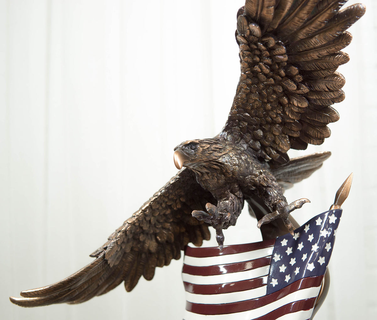 Ebros Bald Eagle Soaring Over The Star Spangled Banner American Flag Statue - Ebros Gift