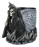 Ange Winged Grim Reaper With Scythe Pen Stationery Make Up Brush Holder Figurine