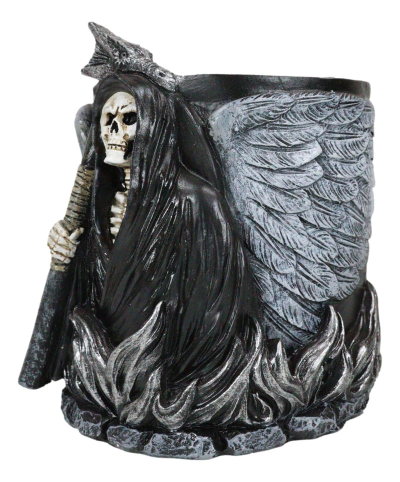 Ange Winged Grim Reaper With Scythe Pen Stationery Make Up Brush Holder Figurine