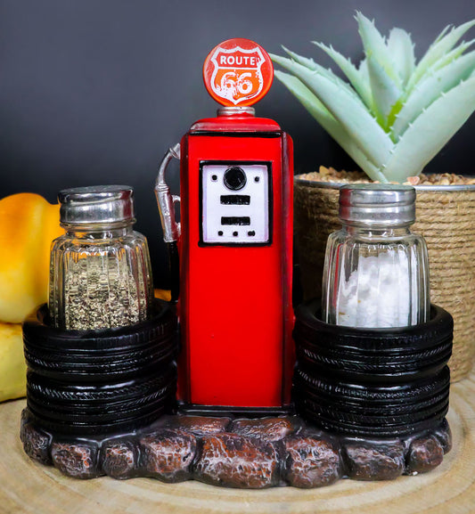 Highway Route 66 Old Fashioned Gas Pump Station Salt And Pepper Shakers Set