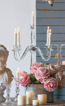 Ebros 28"H Contemporary Crystal Glass Pillar Column 5 Candlesticks Candle Holder - Ebros Gift