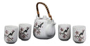 Japanese Design Pink Cherry Blossoms Sakura Porcelain White Tea Pot And Cups Set