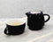 Glossy Black Contemporary Ceramic Stackable Teapot Set Single Tea Pot With Mug