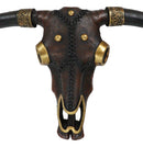 Large Rustic Western Steampunk Tooled Leather Steer Bull Cow Skull Wall Decor