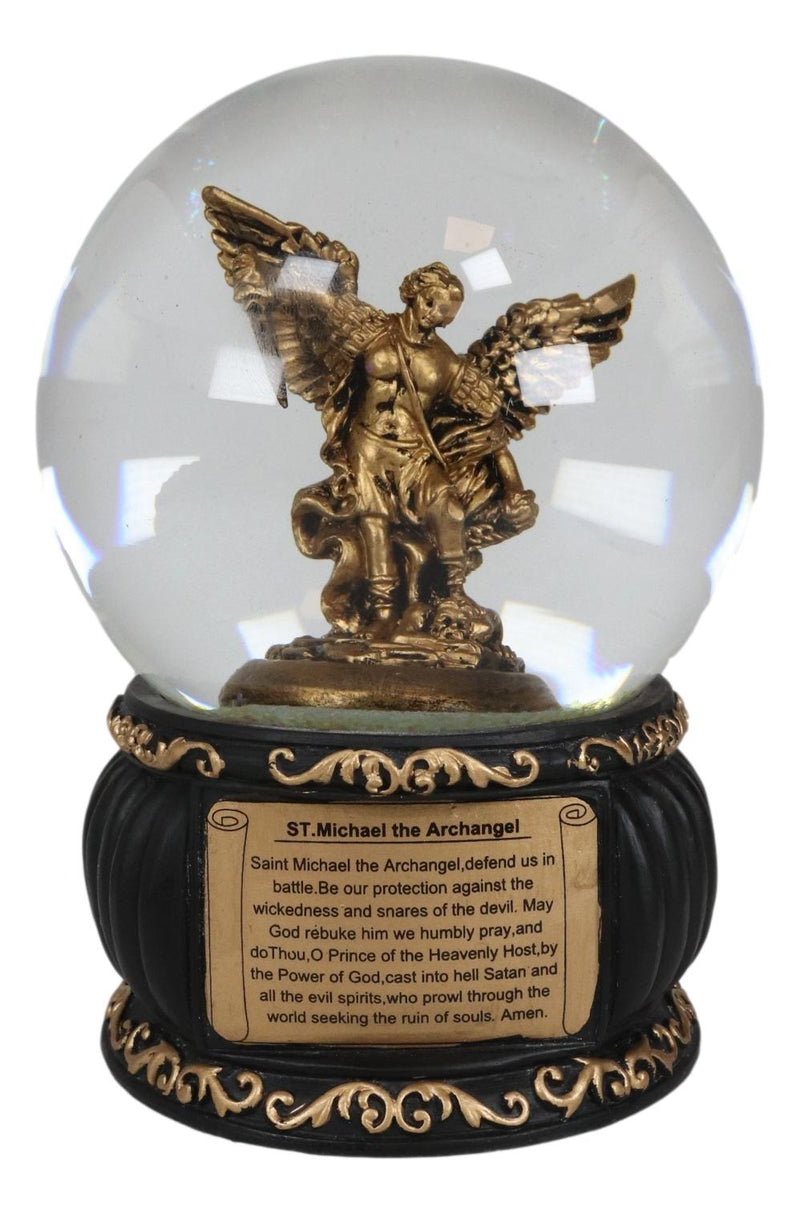 Ebros Guardian Holy Archangel Saint Michael Trampling On Satan Water Globe Figurine
