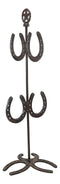 Ebros Gift 21.25" High Rustic Cast Iron Horseshoe with Western Star Mug Tree Holder Organizer Rack Stand with 4 Hooks Metal Sculpture Mugs Storage Decorative Horse Accent Farm Cabin Lodge Ranch Decor