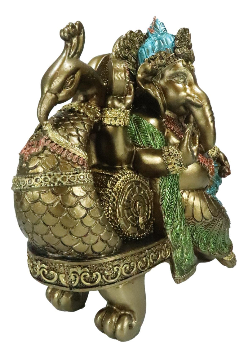 Vastu Hindu God Ganesha Ganapati Seated On Peacock Bird Train Throne Figurine