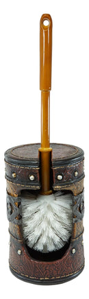 Country Rustic Western Star Faux Tooled Leather Lace Toilet Brush And Holder Set