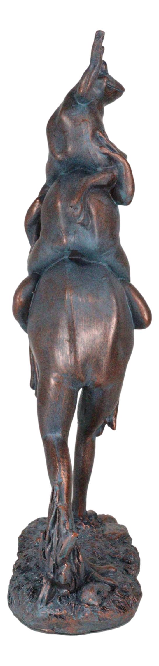 Croak Family Papa Frog Piggybacking 2 Young Baby Frogs To School Garden Statue