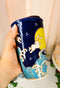 White Rabbits Jumping Over Moon Waves Ceramic Travel Mug Cup 12oz With Lid