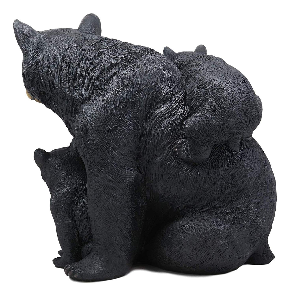Large Realistic Forest Mother Black Bear With 2 Cubs Family Statue 12.25"Long