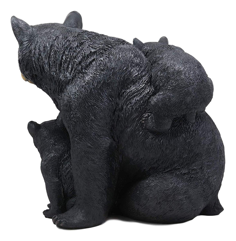 Large Realistic Forest Mother Black Bear With 2 Cubs Family Statue 12.25"Long