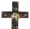 Rustic Western Colorful Horses Breeds Faux Tooled Leather Finish Wall Cross 11"