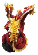 Magma Lava Volcano Hydra Three Headed Dragon Figurine 10.5" Height