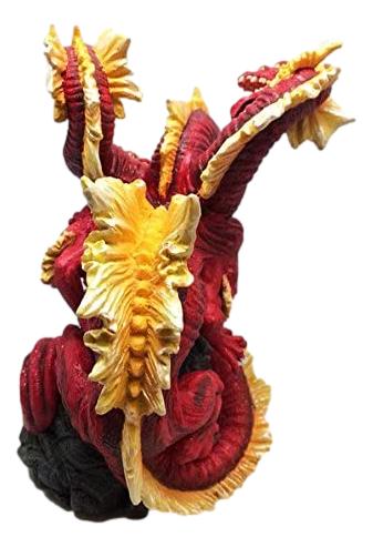 Magma Lava Volcano Hydra Three Headed Dragon Figurine 10.5" Height