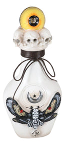 Wicca Black Skull Moth Crescent Moon And LED Witch Eyeball Faux Potion Bottle