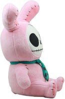 Larger Furry Bones Skeleton Pink Bunny With Green Polkadot Tie Plush Toy Doll