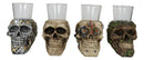 Gothic Greenman Diamond Steampunk And Tribal Skulls Resin Shot Glass Set Of 4