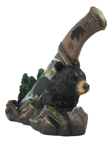 Black Bear In Mountain Forest Landscape Statue With Large Letter Opener Dagger - Ebros Gift