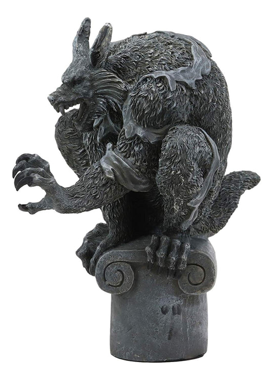 Ebros Gift Remus The Elder Werewolf Lycan Crouching On Roof Pillar Statue Macabre Dark Underworld Full Moon Werewolves Direwolf Halloween Gothic Decor - Ebros Gift
