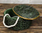 Faux Crocodile Pattern Textured Green Print Gold Oval Decorative Jewelry Box