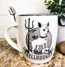 Wicca Sacred Hellhound Pentagram Devil Dog Porcelain Mug With Spoon Set 13oz