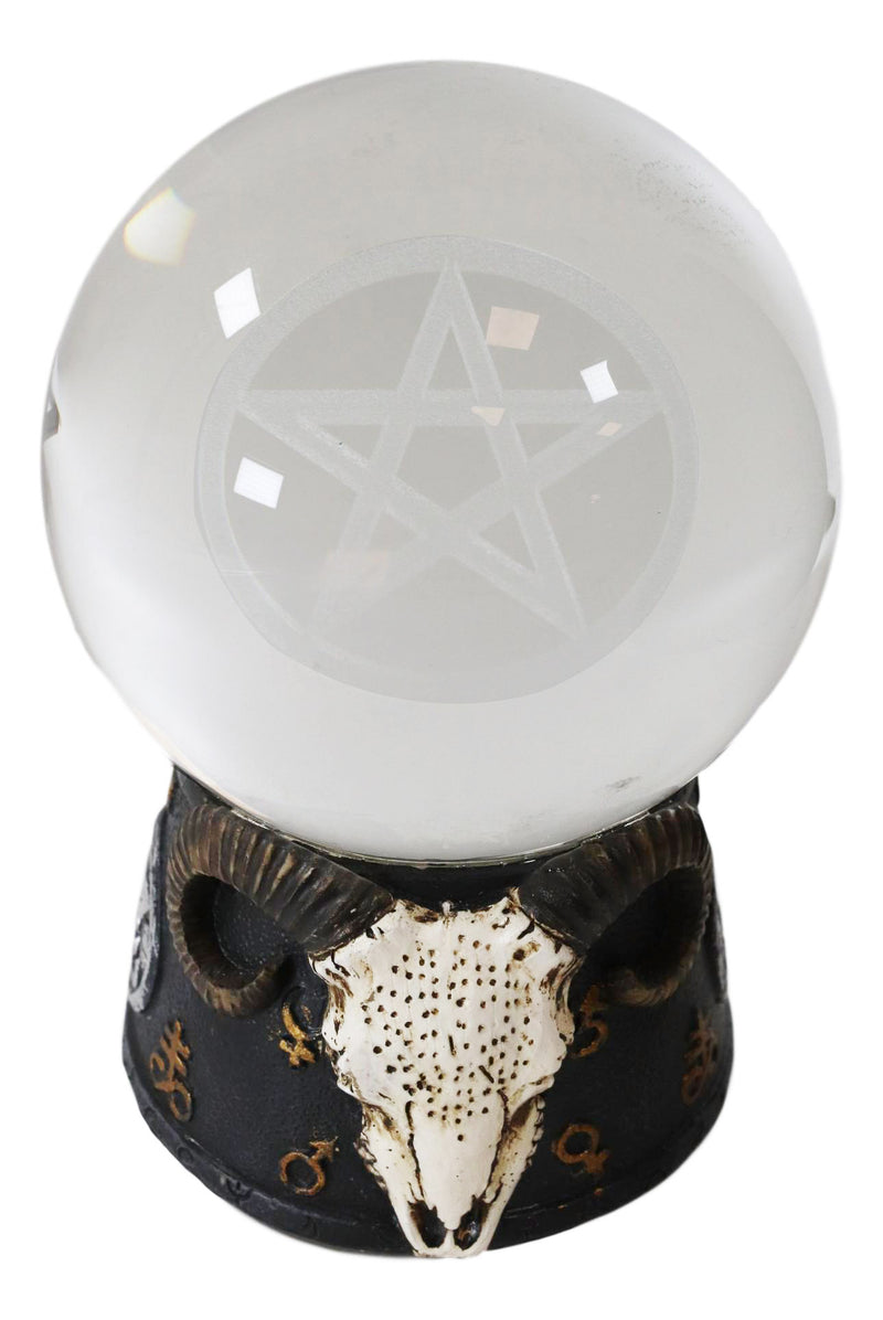 Ebros Sabbatic Goat Baphomet Ram Skull Pentagram LED Glass Gazing Ball Figurine