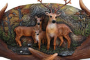 Ebros Large Rustic Woodlands Antlers Scene Deer Buck Doe and Fawn Family Wall Plaque 14"L