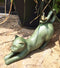 Crouching Cat With Bird Aluminum Garden Statue Figurine Home Decor 14" Length