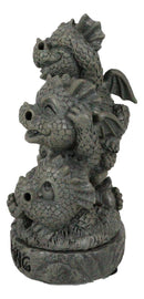 No Smoking See Hear Speak No Evil Whimsical Dragons Backflow Incense Burner