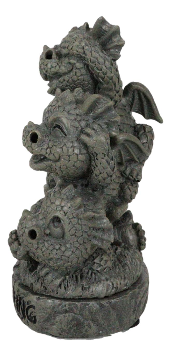 No Smoking See Hear Speak No Evil Whimsical Dragons Backflow Incense Burner