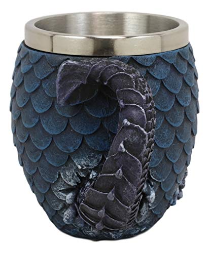 Ebros Medieval Khaleesi's Elemental Dragon Colorful Scale Egg With Hatching Wyrmling Small Coffee Tea Mug Cup 3.75" High Fantasy GOT Themed Dungeons And Dragons Drinking Cups (Water Blue)