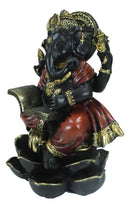 Vastu Hindu God Ganesha Seated On Lotus Writing Mahabharata Scrolls Figurine
