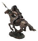 Ebros Native Indian Chief Spear Warrior With Eagle War Bonnet Roach On Horse Statue
