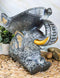 Ebros Grey Mosaic Design Elephant Laying Down With Trunk Up Holding Bowl Decor