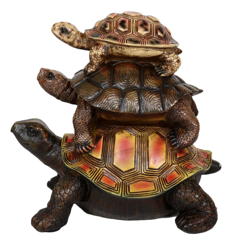 Nautical Marine Reptile 3 Stacked Acrobatic Turtles Tortoises Figurine Feng Shui