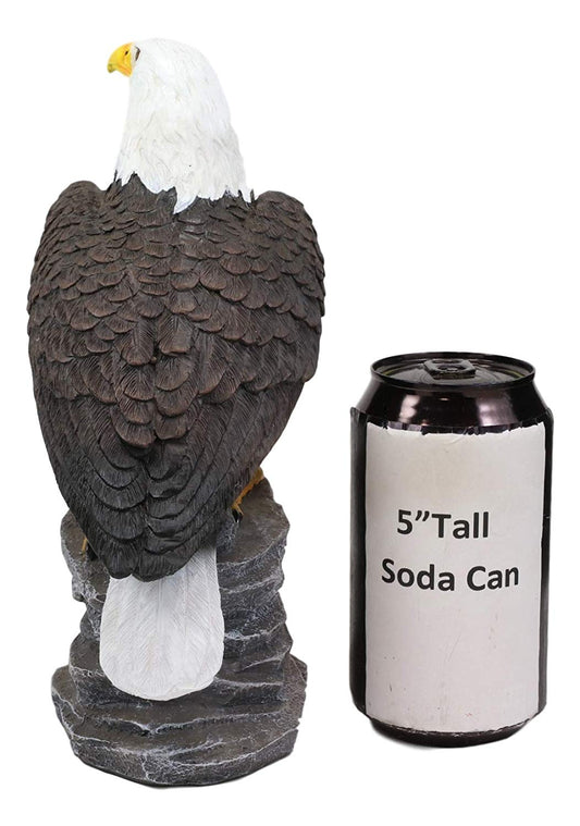 9"H Realistic American Pride Majestic Bald Eagle Perching On Cliff Rock Statue - Ebros Gift