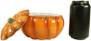 Ebros Orange Vegetable Pumpkin Soup Or Dessert Bowl With Lid Ceramic SET OF 4