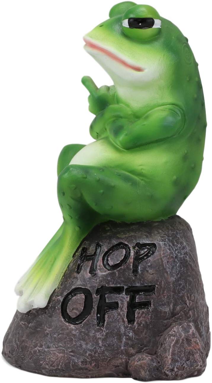 Ebros Hop Off! Feisty Toad Frog On Landscape Rock Statue Rainforest Animal Decor