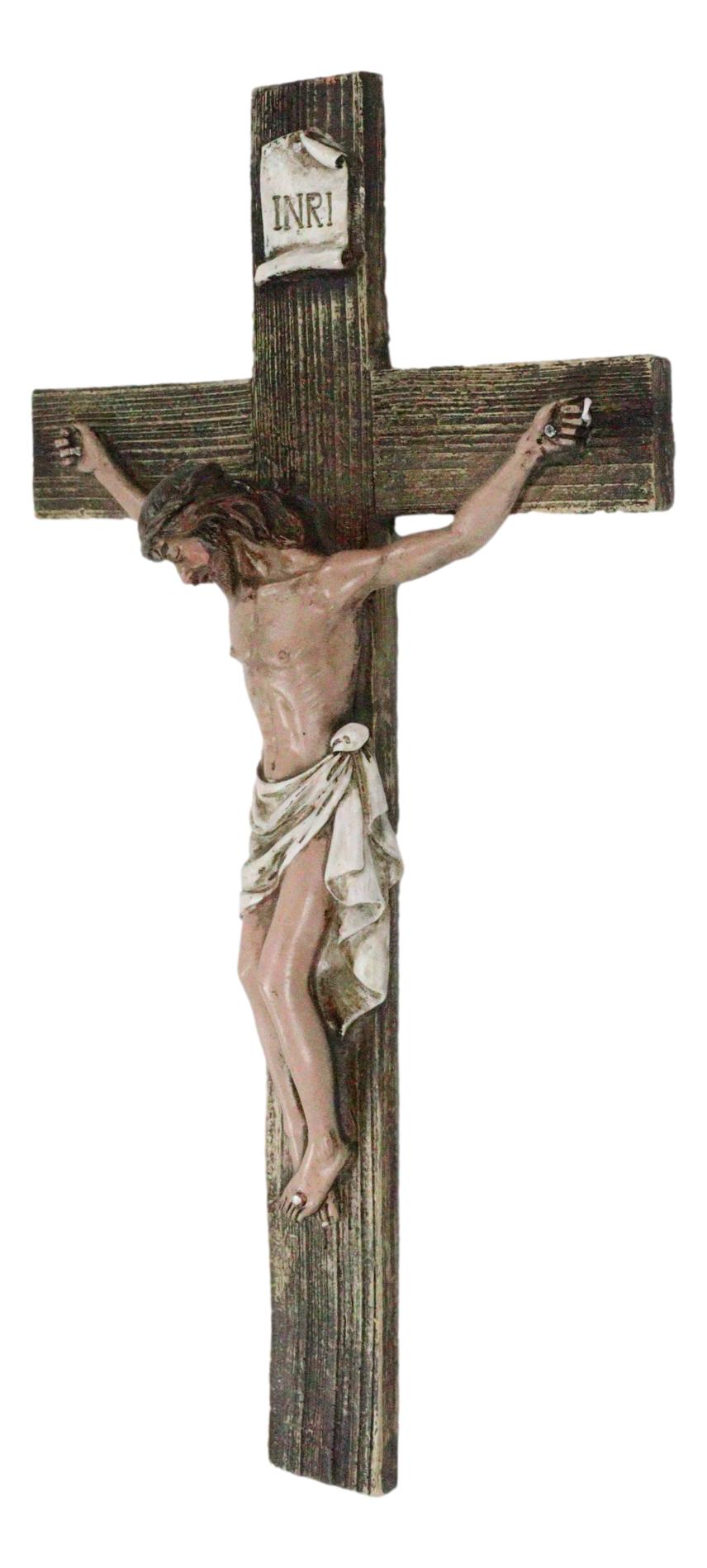 Passion of Jesus Christ Death at Calvary Crucifix Catholic INRI Wall Cross Decor - Ebros Gift