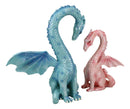 Ebros Valentines Cupid Love Dragon Couple Set of Two Blue and Pink Dragon Statue