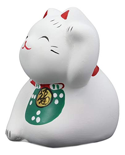 Ebros Japanese Lucky Charm Beckoning Cat White Maneki Neko With Baby Bib Mini Figurine