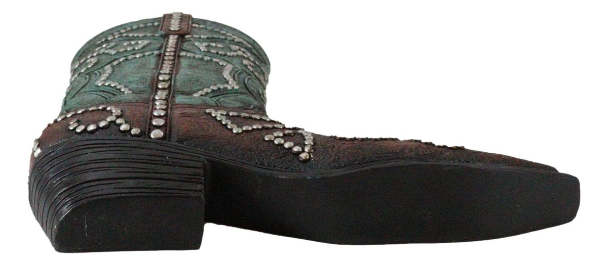 Ebros Rustic Western Teal Faux Tooled Leather W/ Nailheads Cowgirl Boot Decor