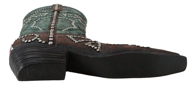 Ebros Rustic Western Teal Faux Tooled Leather W/ Nailheads Cowgirl Boot Decor