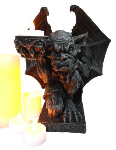 Ebros Gift Gothic Gargoyle Candle Holder Guardian Kneeling Servant Figurine 9"H