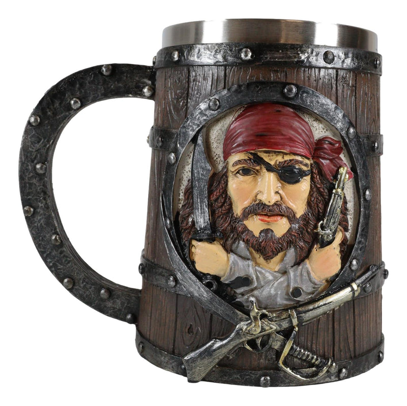 Ebros Caribbean Seas Pirate Captain Sparrow And Hook Large Tankard Coffee Mug