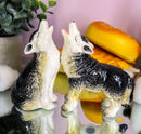 Woodlands Spirit Gray Wolf Pups Moon Howling Ceramic Salt And Pepper Shakers Set