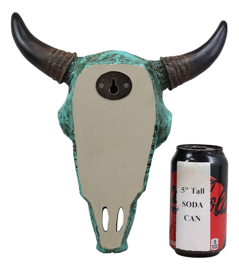 Ebros 10" Wide Western Southwest Steer Bison Buffalo Bull Cow Horned Skull Head Turquoise Silver Heart with Scroll Lace Design Wall Mount Decor - Ebros Gift
