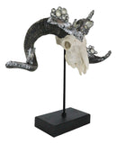 Ornate Crystal Gems Silver Bolted Bighorn Sheep Ram Skull Desktop Or Wall Plaque
