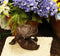 Ebros Gift Cast Iron Whimsical Bunny Rabbit Suspending Flower Petals Dish Bowl Garden Bird Bath Feeder Decor Statue 7.25" Long for Pool Patio Lawn Outdoors Decorative Accent